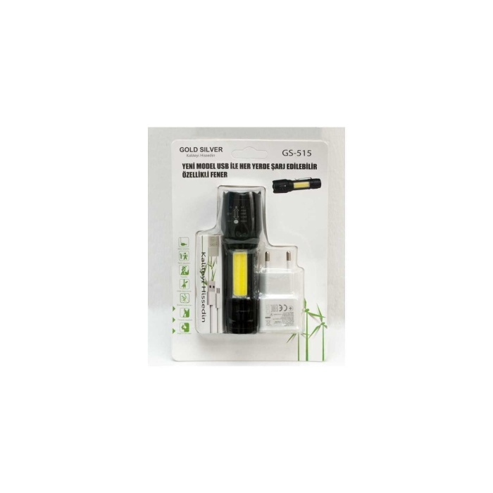 Gold Silver Gold Silver Gs-515 Usb İle Şarj Edilebilir Fener