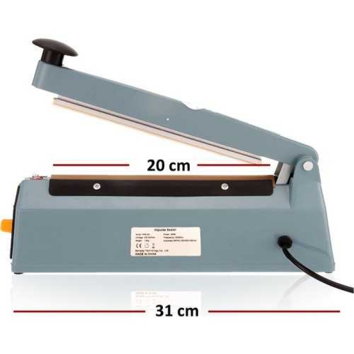 Fs-200 Metal Gövdeli Kullanımı Kolay Poşet Ağzı Kapama Yapıştırma Makinası (20cm)