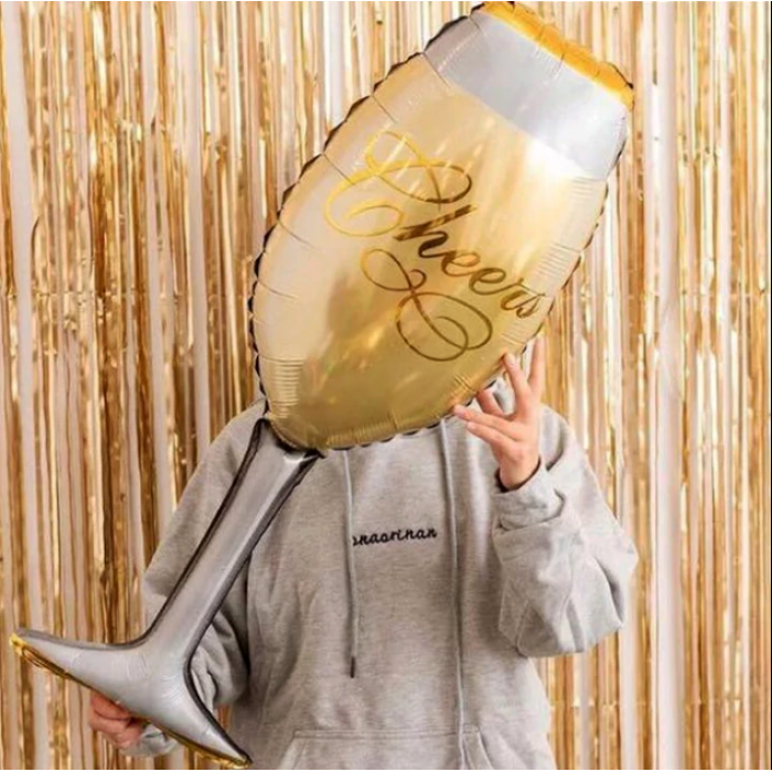 Kadeh Şekilli Cheers Yazılı Folyo Balon 37x92 Cm
