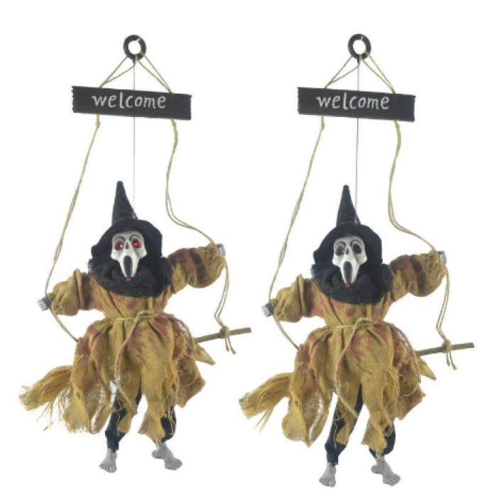 Halloween Sensörlü Sesli Işıklı Welcome İskelet Kahverengi
