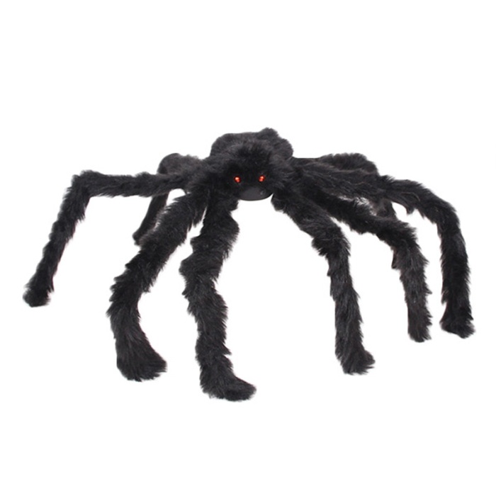 Siyah Renk Tüylü Şekil Verilebilir Halloween Mega Örümcek 75 Cm