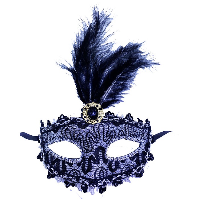 Siyah Dantel İşlemeli Balo Maskesi Parti Maskesi 16x22 Cm