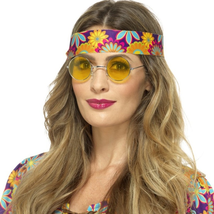 Sarı Renk Camlı 60 Lı Yıllar Hippi Lennon Gözlüğü