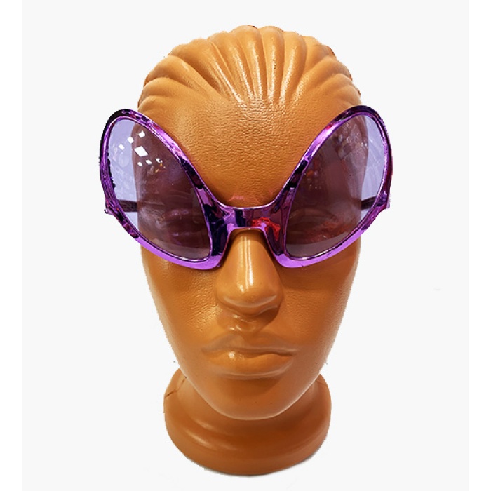 Mor Renk Alien Parti Gözlüğü - Retro Parti Gözlüğü 8x13 Cm