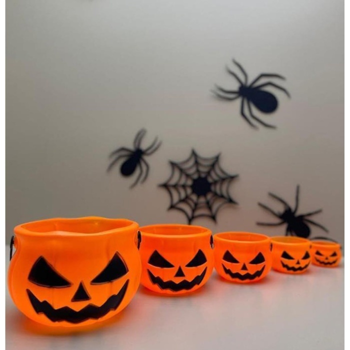 Balkabağı Şeker Kovası - Halloween Kabak Kova 5 Li