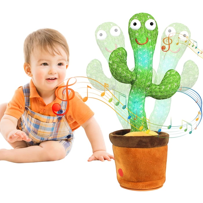 Dans Eden Kaktüs Müzikli Işıklı Saksı Peluş Oyuncak Cactus