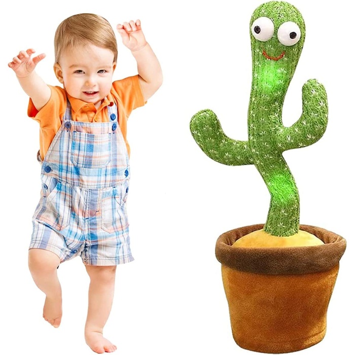 Dans Eden Kaktüs Müzikli Işıklı Saksı Peluş Oyuncak Cactus