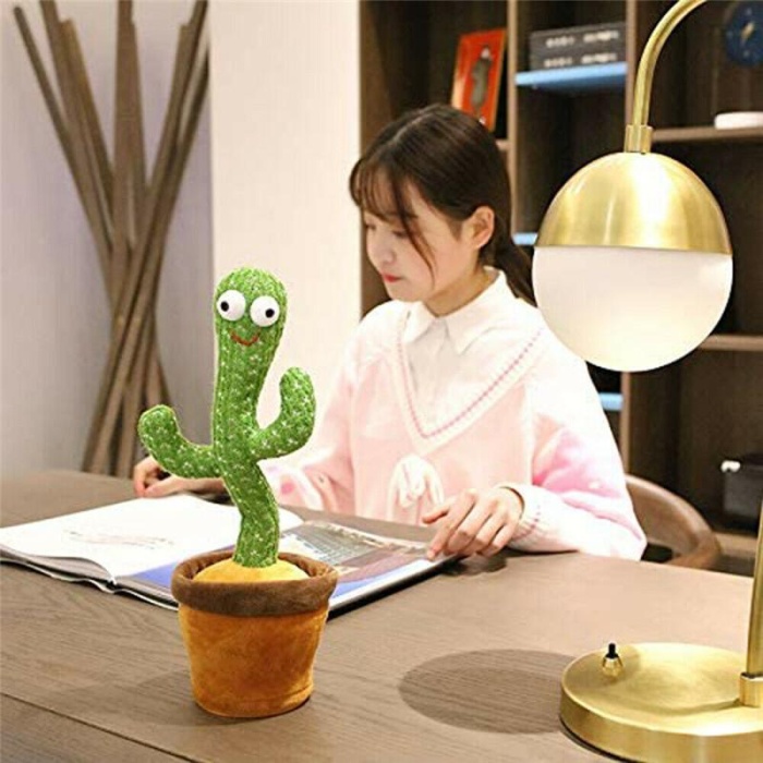 Dans Eden Kaktüs Müzikli Işıklı Saksı Peluş Oyuncak Cactus