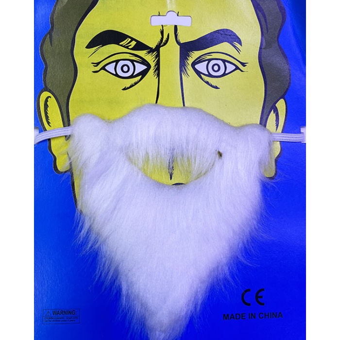Çocuk Boy Kırçıllı Takma Sakal Yaşlı Sakalı Beyaz Renk 14x17 Cm