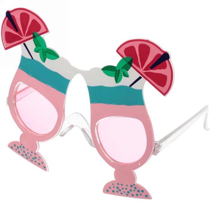 Meyve Kokteyl Temalı Pembe Parti Gözlüğü 15x12 Cm
