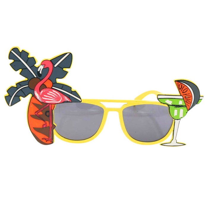 Hawaii Luau Cocktail Temalı Parti Gözlüğü Sarı Renk 8x15 Cm