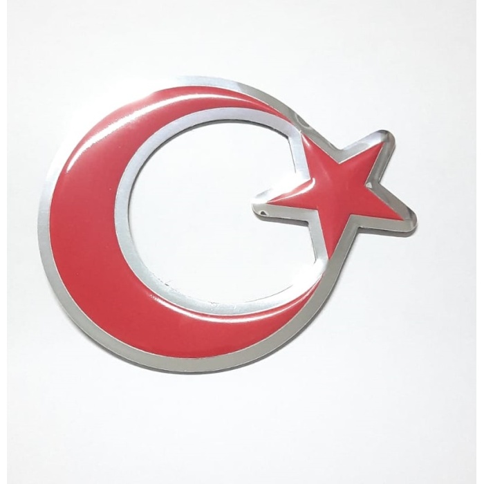 12 Cm Yuvarlak Plastik Yapışkanlı Ay Yıldız Arma