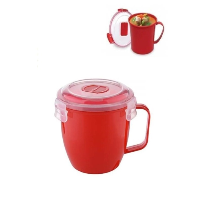 Vakumlu Mikrodalga Bardağı - 620 ML Çorba Çay İçecek Isıtma Kupası Plastik
