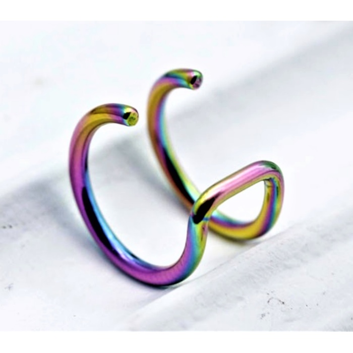 Hologram Sıkıştırmalı Deliksiz Kulak Burun Dudak İçin Fake Piercing 316L Çelik