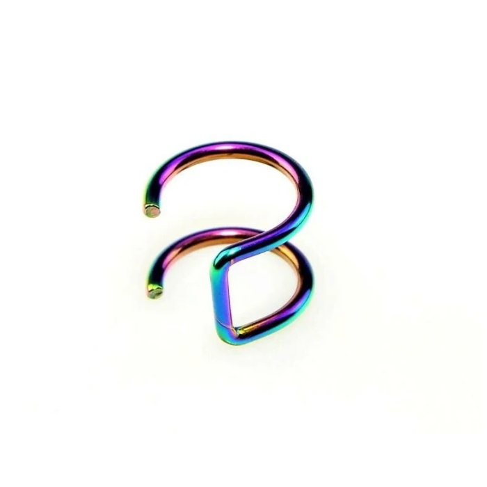 Hologram Sıkıştırmalı Deliksiz Kulak Burun Dudak İçin Fake Piercing 316L Çelik