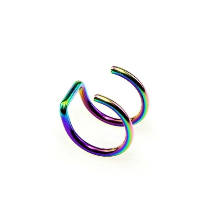 Hologram Sıkıştırmalı Deliksiz Kulak Burun Dudak İçin Fake Piercing 316L Çelik
