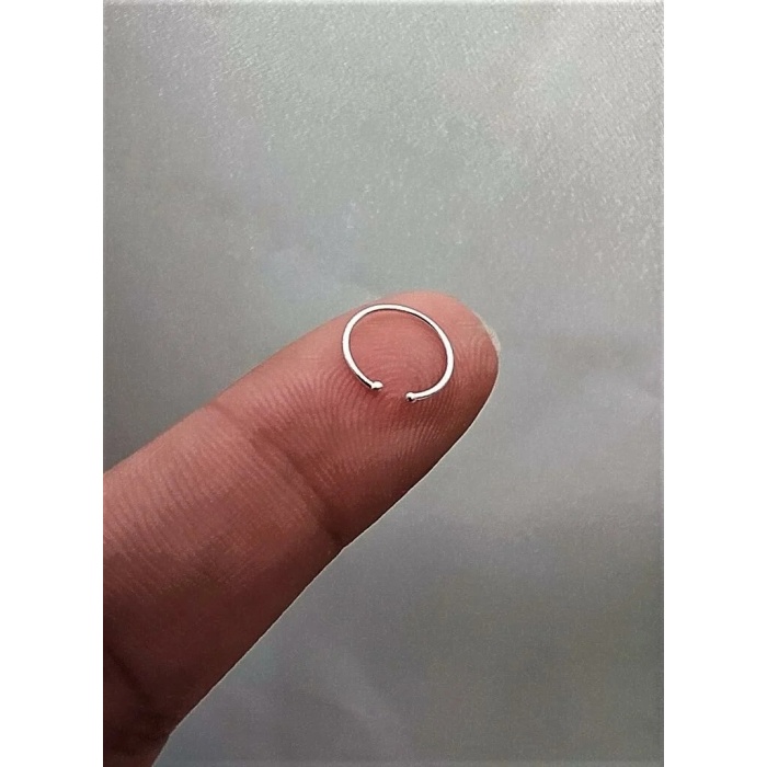 2 li Unisex Top Uçlu Burun Hızma Sıkıştırmalı Halka 925 Ayar Gümüş 