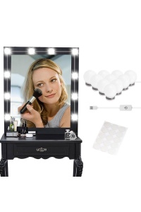 Nostalji Hollywood Tarzı 10lu Makyaj Masası Aynası Beyaz Led Işıklı Lamba USB