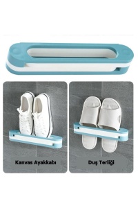 Plastik Banyo Terlik Ve Havlu Tutucu Portatif Pratik  Kapı Arkası Duvara Yapıştırmalı  Ayakkabı Rafı
