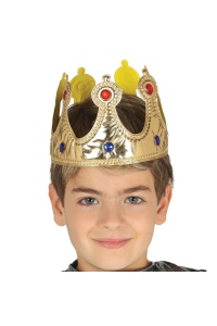 Altın Renk Kumaş Malzemeden İmal Çocuk Kral Tacı 57 cm