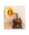 Nostaljik Çekmeceli Büyük Boy Kahverengi Gramofon Müzik Kutusu