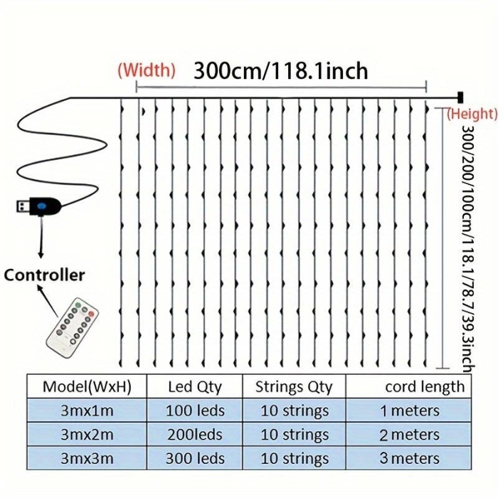 Büyüleyici Led Peri Perde Işıkları 3x3 Metre