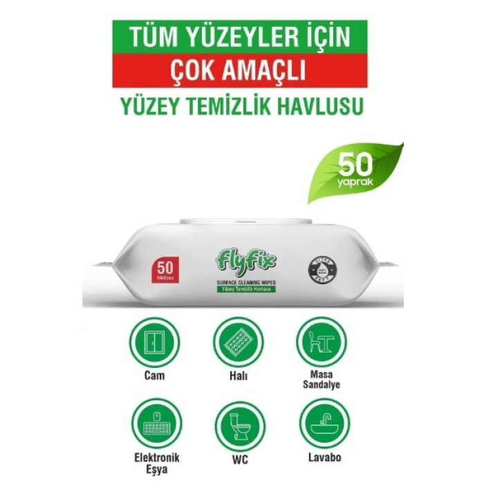 Flyfix Easy Clean Beyaz Sabun Katkılı Yüzey Temizlik Havlusu 5 Paket