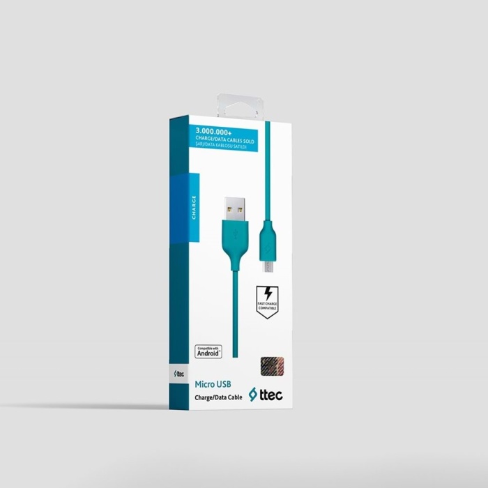 Ttec 2dk7530tz Micro Usb Şarj Kablosu 120cm Turkuaz