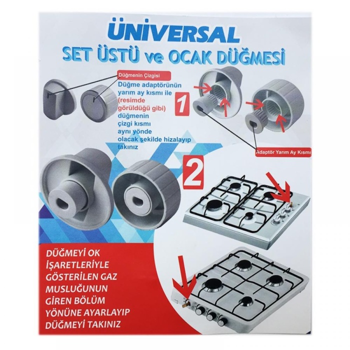 Üniversal Set Üstü Ocak Düğme Takımı  No:53 (Dar - Gold) - 4 lü Takım