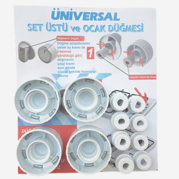 Üniversal Set Üstü Ocak Düğme Takımı No:45 (Dar - Beyaz) - 4 lü Takım