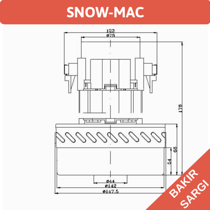 Süpürge motoru Snow-Mac SM-60 B/ 1400 W (Bakır Sargılı)