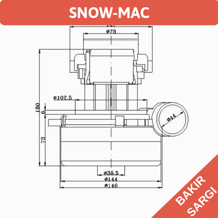 Süpürge motoru Snow-Mac SM-70 B / 1200 W (Bakır Sargılı)