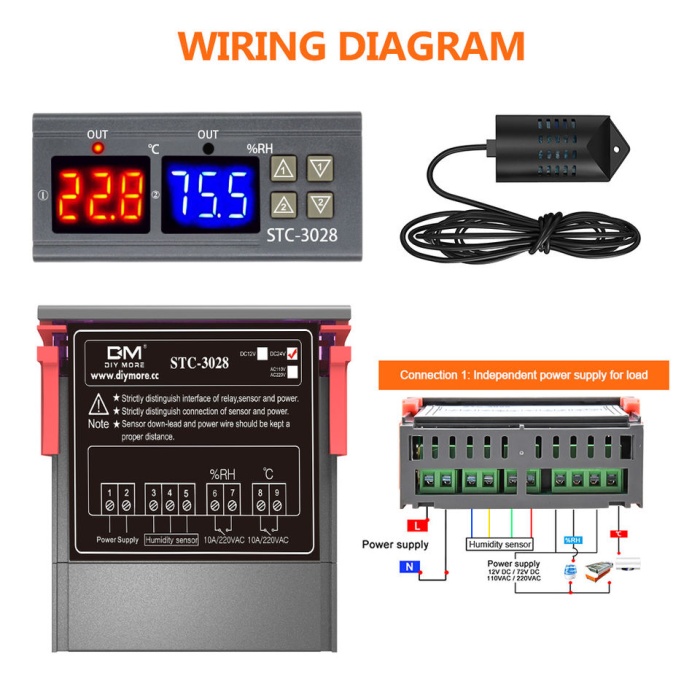 Dijital Termostat - Higrostat STC 3028 - 220 VOLT