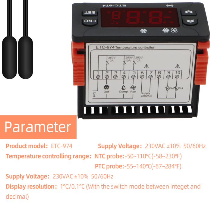 ETC 974 Dijital Termostat Çift Prop