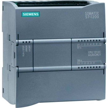 6ES7212-1BE40-0XB0 SIMATIC S7-1200, CPU 1212C, compact CPU, AC/DC/relay, onboard I/O: 8 DI 24 V DC, 6 DO relay 2 A, 2 AI 0-10 V DC, Power supply: