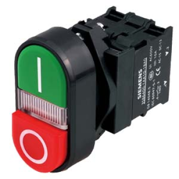 3SB6116-0DB40-1BA0 Komple Işıklı Yay Dönüşlü LED’li Butonlar Plastik Yeşil 230 V AC