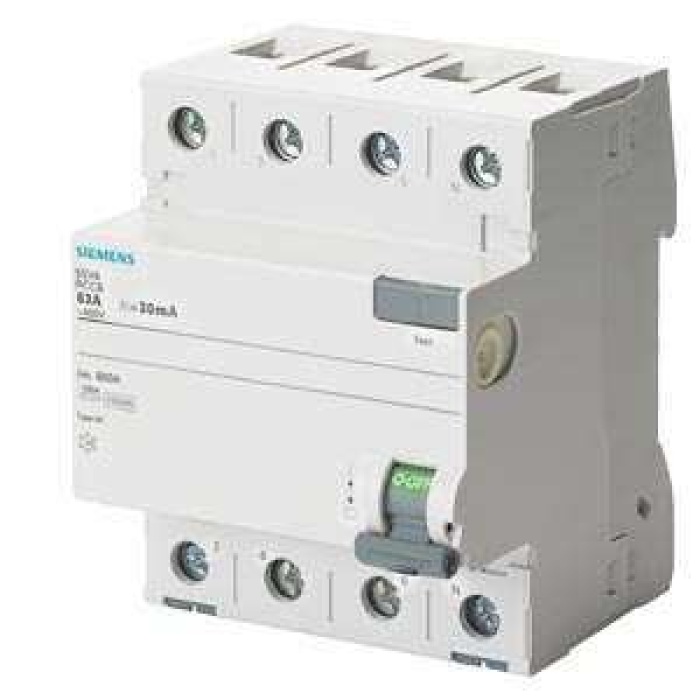 5SV4644-0 HATA AKIMI KORUMA ANAHTARI-FI (KAÇAK AKIM KORUMA RÖLESİ), 40A, 400V, 300mA, TRİFAZE, 3FAZ+NÖTR, 70mm