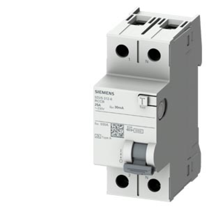 5SV5314-6 Residual current operated circuit breaker, 2-pole, Type A, In: 40A, 30mA, Un AC: 230V Residential