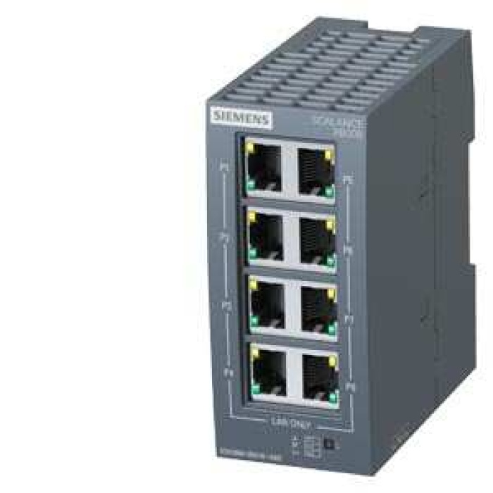 6GK5008-0BA10-1AB2 SCALANCE XB008 Unmanaged Industrial Ethernet Switch for 10/100 Mbit/s for setting up small star and line topologies, LED diagno