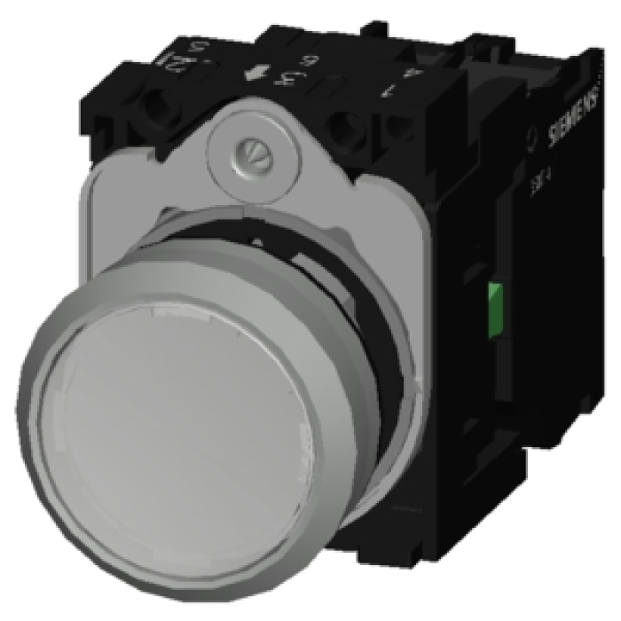 3SU1152-0AB60-1BA0 Sirius ACT Metal Komple Işıklı Yay Dönüşlü Butonlar Beyaz 24 AC/DC 1NO