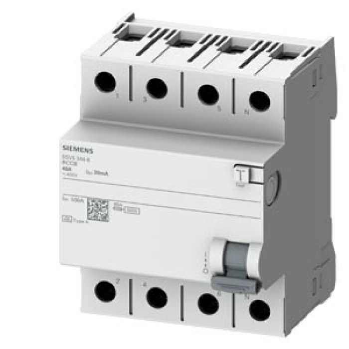 5SV5344-6 Residual current operated circuit breaker, 4-pole, Type A, In: 40A, 30mA, Un AC: 400V Residential