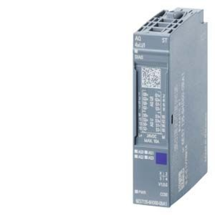 6ES7135-6HD00-0BA1 SIMATIC ET 200SP, Analog output module, AQ 4XU/I Standard, suitable for BU type A0, A1, Color code CC00, Module diagnostics, 16