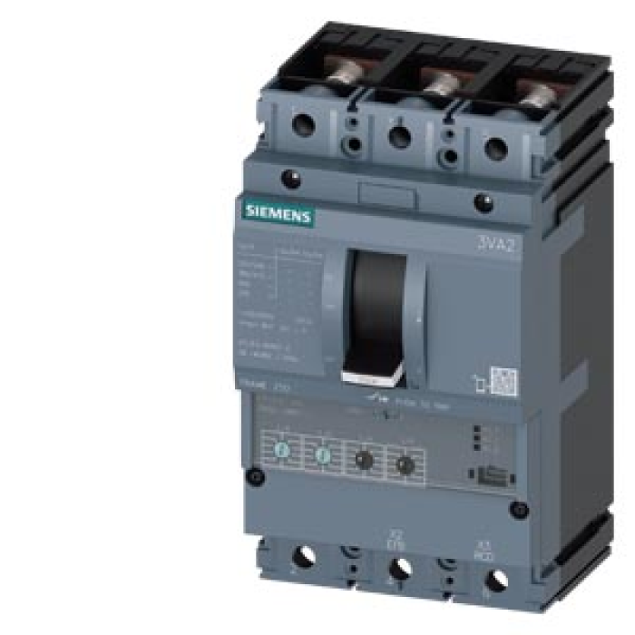 3VA2225-6HM32-0AA0 circuit breaker 3VA2 IEC Frame 250 breaking capacity class H Icu=85 kA @ 415 V 3-pole, line protection ETU330, LIG, In=250 A ov