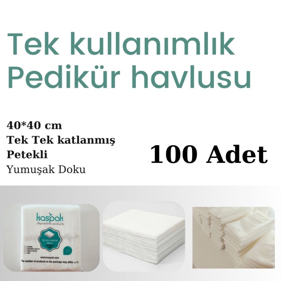 KASPAK TEK KULLANIMLIK PEDİKÜR/MENİKÜR HAVLUSU Tek tek katlanmış 100 ADET
