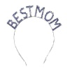 Kristal Taşlı Gümüş Renk Best Mom Tacı 16x17 cm