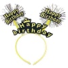 Happy Birthday Püsküllü Neon Sarı Renk Doğum Günü Tacı 22x19 cm