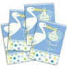 Mavi Renk Baby Stork Baby Shower Teşekkür Zarfı ve Not Seti 8 Adet