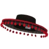 Kırmızı Ponponlu Siyah Renk Çocuk İspanyol Şapkası