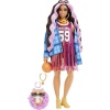 Barbie Extra - Ekose Ceketli Basketbol Formalı  Bebek, Corgi Cinsi Köpek No:13 - GRN27-HDJ46