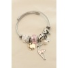Geyik Figürlü Pembe Taşlı Charm Bilezik - BJ-BB4227
